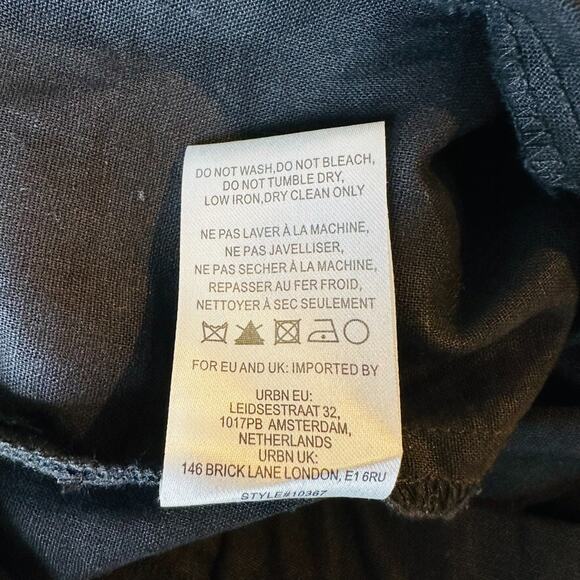 Hutch Bow Front Jumpsuit Womens L Black Linen Crop Preppy Quiet Luxury City Boho - Picture 10 of 11